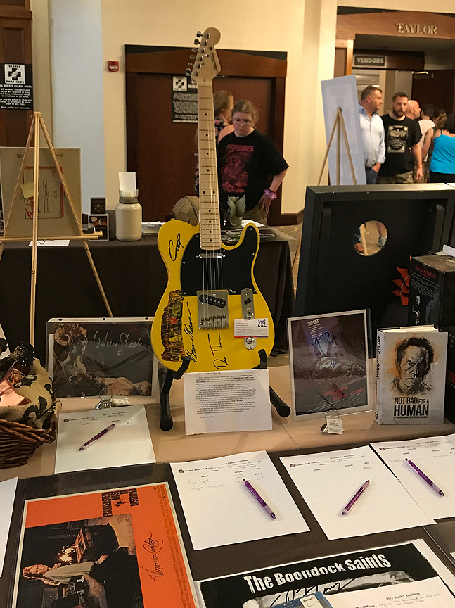 The Horror Show Axe sits proudly on the auction table at the Scares That Cares Charity Weekend.