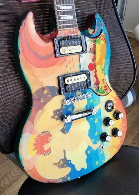 front of Fool replica guitar