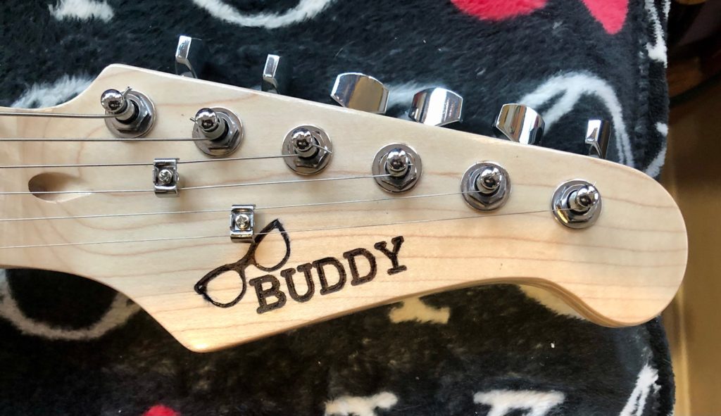 Buddy's laser engraved headstock