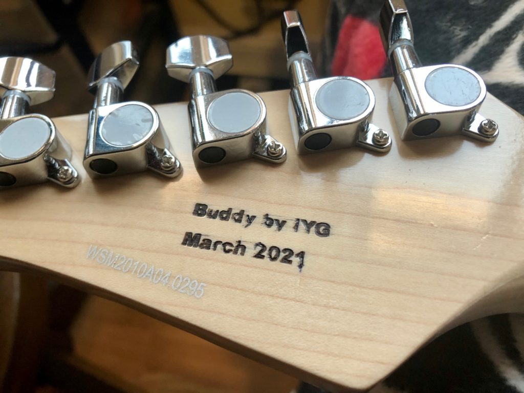 Buddy's laser engraved headstock 2
